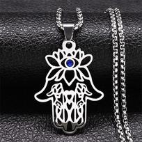 Hamsa Fatimos Rankos Turkijos Akies Lotuso Nerūdijančio Plieno Karoliai Moterims Vyrams Aukso Spalvos Egipto Amuletas Islamo Grandinėlė Arabiški Papuošalai black