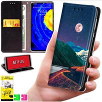 Etui Typu Portfel Do Motorola Moto G06 / G06 Power - Pokrowiec Bluemoon Nadruk + Szkło 9H