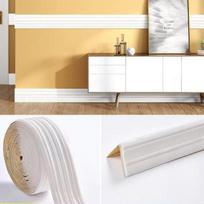 230cmX14cm New XPE Foam 3D Skirting Line Waterproof Thicken Wall Stickers Self-Adhesive Home Decor Waistline Edge Banding Strip