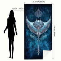 Beach Towel Featuring a Bohemian-Style Manta Ray Mandala Design, Highly Absorbent,Quick-Drying,Durable,And Portable 50x100cm