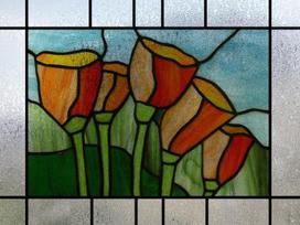 Window Film Stained Glass Stickers,Custom size Static Cling Frosted,Flower Bird Flower Print For Transom Window Glass Home Decor (as the picture,40X30cm(small))