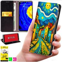 Etui Typu Portfel Do Motorola Moto G06 / G06 Power - Pokrowiec Bluemoon Nadruk + Szkło 9H