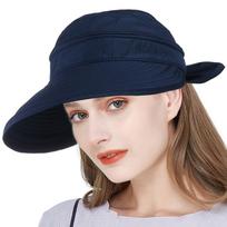 Women Ladies Anti-UV Visor Outdoor Cap Wide Brim Sun Hat Beach Hat tamsiai mėlyna spalva