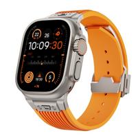 Silicone Sports Strap for Apple Watch Ultra 2/1 49mm Series 9 8 7 45mm 44mm Rubber Band for IWatch 6 5 4 3 Se 44mm 42mm Bracelet Series 3 2 42MM oranžinė