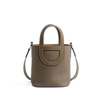 Genuine Leather Crossbody Bucket Bag A Perfect Hand-carried Handbag for Women Commuting To Work tamsiai pilka spalva