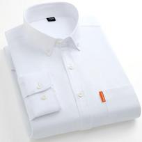 Vyriški marškiniai Madingi ir patogūs Slim Fit Didelio dydžio 5XL Ilgomis rankovėmis Verslo Vienspalviai 100% Oxford medvilnės su kišenėmis XXXXXL balta