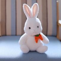 Carrot Rabbit Doll Little White Rabbit Plush Toy Doll Rabbit Children's Gift 30 cm. balta
