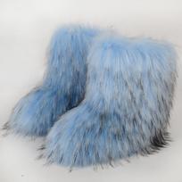 Winter fluffy snow boots women's warm anti-raccoon fur large size medium tube thickened black bear boots 36 dangaus mėlyna spalva