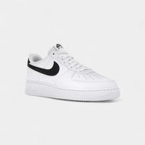 Nike Air Force 1 Low '07 White Black Pebbled Leather 40.5 juoda
