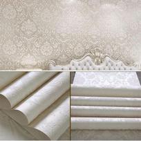 Self Adhesive White Embossed Damask Wall Cover Peel And Stick Plain Solid Color Damask Wall Paper For Bedroom Living Room Decor 53CMX1M