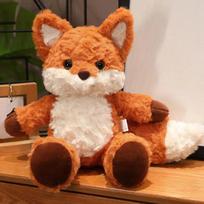 Mielas pūkuotas lapės pliušinis žaislas, minkštas oranžinis animacinis įdarytas gyvūnas, lėlė kūdikiui raminanti ir vaikams žaisti 35cm oranžinė
