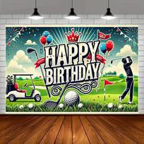 2D Vintage Golf Course Birthday Backdrop Sports Men Party Decor Background Cloth 47.2x31.5inch/120*80cm