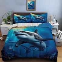 Great White Shark Swimming In Deep Sea Print Soft Comfortable Duvet Cover Bedding Set Included 1*Duvet Cover  2*Pillowcases EU Twin 135X200cm&set