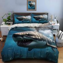 Shark Swimming With Open Jaws Print Soft Comfortable Duvet Cover Bedding Set Included 1*Duvet Cover  2*Pillowcases Luxury Gifts EU Twin 135X200cm&set