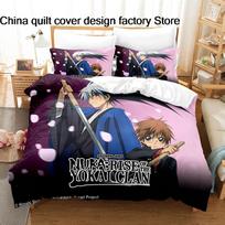 3Pcs Nura Rise Of The Yokai Clan Anime Bedding Set 3D Print Rikuo Nura Duvet Cover Pillowcases For Teens Fans Room Decor Gift EU Single(135x200cm)