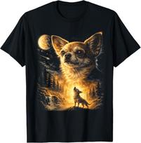 Chihuahua Howling to The Moon Vintage Funny Chihuahua Dog T-Shirt 3XL