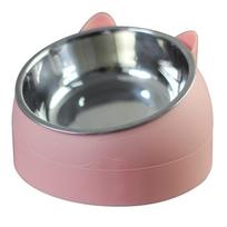 Pet Bowls Dog Food Water Feeder Stainless Steel Pet Drinking Dish Feeder Cat Puppy Feeding Supplies Small Dog Accessories (Pink,200ml) rožinė