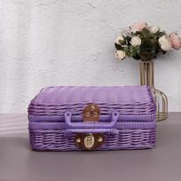 Rattan-like Finishing Box Woven Rattan Basket Retro Storage Box Decorative Props Suitcase with Hand Gift Box violetinė