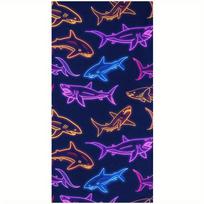 Beach Towel Neon Shark Pattern Sun Protection Windproof Suitable for Swimming Pool Camping Travel Blanket 35x75cm&1pc