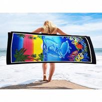 Colorful Beach Towel with Dolphins and Reef Patterned Sunscreen And Windproof Suitable For Swimming Pool Camping Travel Blanket 35x75cm&1pc