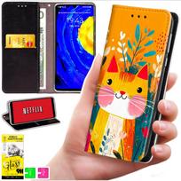 Etui Typu Portfel Do Motorola Moto G06 / G06 Power - Pokrowiec Bluemoon Nadruk + Szkło 9H