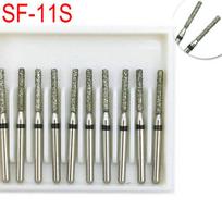 10 vnt. Dantų deimantiniai gręžtuvai, poliravimas, išlyginamasis balinimas, ypač grubus FG 1,6 mm, skirtas didelio greičio rankiniam įrankiui SF-11S gray