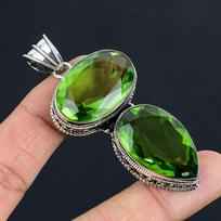 Peridoto brangakmenio pakabukas iš vientiso 925 prabos sidabro, papuošalas, dovana unisex
