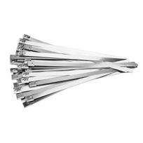 50 Pcs Metal Zip Ties Heavy Duty Stainless Steel Cable Ties for Outdoor Use Multi-purpose Self-locking Wire Ties for Exhaust Wrap Chain Link 20cm B