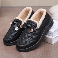 Thick-soled,  Warm, And Comfortable Women's Cotton Shoes With Fleece 35 juoda