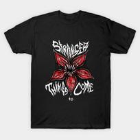 Men Black Print T-shirt Stranger Things To Come No-Cut Transfer Paper Print Cotton Tshirt S juoda