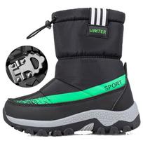 2025 Kids' Waterproof High-Top Snow Boots - Non-Slip, Warm, Casual Winter Cleats for Boys 35