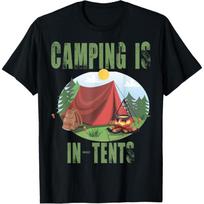 Stovyklavimas palapinėse T-shirt Juokinga dovana laimingam stovyklautojui T-shirt(1) S juoda