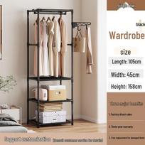 Multifunctional Three-Row Floor Standing Storage Rack for Clothes and Hats 125x36x170