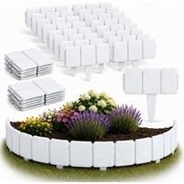 Imitation stone garden fence, plastic garden retaining fence, 20-piece pack no-dig garden edge fence with insert stakes, artificial stone edge.
