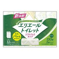 Elleair Toilet Double Soft Pack 130 sheets x 5 packs Paper, Ply, Type,