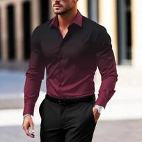 Men Gradient Color Lapel Long Sleeve Button Down Dress Shirt S ruda