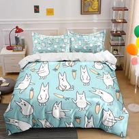 Cute Rabbits With Carrot Background Duvet Cover Set Digital Print Colorful Polyester Bedding With Zipper Closur For Kids Gifts EU Twin 135X200cm&set