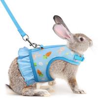 Carrot Rabbit Harness Dutch Pig Walking Cat Vest Adjustable Pet Leash Comfortable Outdoor Cat Clothes Rabbit Accessories mėlyna