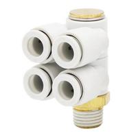 Plastic Pneumatic 5-Way Quick-Connect Elbow Fitting