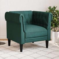 Vidaxl Fotel Chesterfield, Ciemnozielony, Obity Tkaniną
