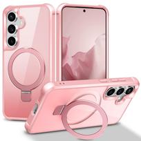 Magnetic for Samsung Galaxy S26/S25/S24 Ultra Case [Compatible With Magnetic] with Stand, Drop Protection] Translucent Back Slim For Galaxy S24 rožinė