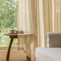Japoniškos Wabi-Sabi dryžuotos lininės marlės užuolaidos: Praleidžiantis šviesą, užtikrinantis privatumą svetainei, balkonui ar iškyšai. Whole Roll Fabric per Meter beige