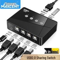 MAXCENT USB 2.0 4-Port KVM/Printer Sharing Switch