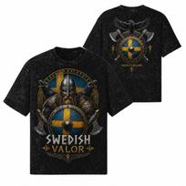 Švedija Vikingų Karių Norse Valhalla Kirvis Marškinėliai 260 GSM | Oversized Sniego Plauti L