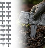 Decorative Fake Stone Garden Fence: Interlocking Pointed Plastic Fake Stone Landscape Fence - Flexible Plastic Lawn Border