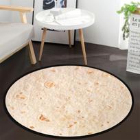 Food Pizza Cookie Fire Pit Fun Novelty Round Mat Realistic 3D Effect Non-slip Carpet Rug for Living Kitchen Home Decoration Rugs 40x40cm