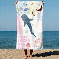 1PC Whale Shark Patchwork Beach Towel, Quick Dry Lightweight Polyester Towel, Soft Absorbent Ocean Themed Towel for Swimming Tra 50X100cm