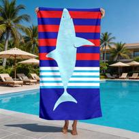 Ocean breeze shark pattern polyester microfiber beach towel is highly absorbent, suitable for swimming and beach outings 27x55inch 70x140cm&1pc