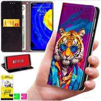 Etui Typu Portfel Do Motorola Moto G06 / G06 Power - Pokrowiec Bluemoon Nadruk + Szkło 9H