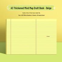 A3 Mind Map Tearable Practice Book - Thick Calculation Test Paper, Yellow/White Lined & Blank Pages See Options for Sheet Count